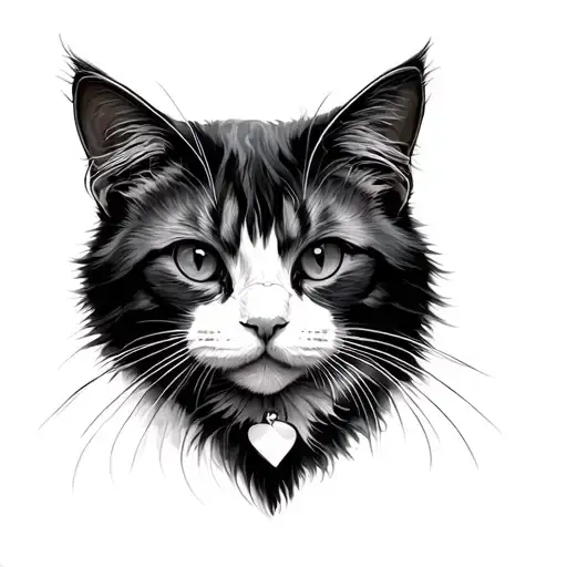 Black White Cat In The Heart