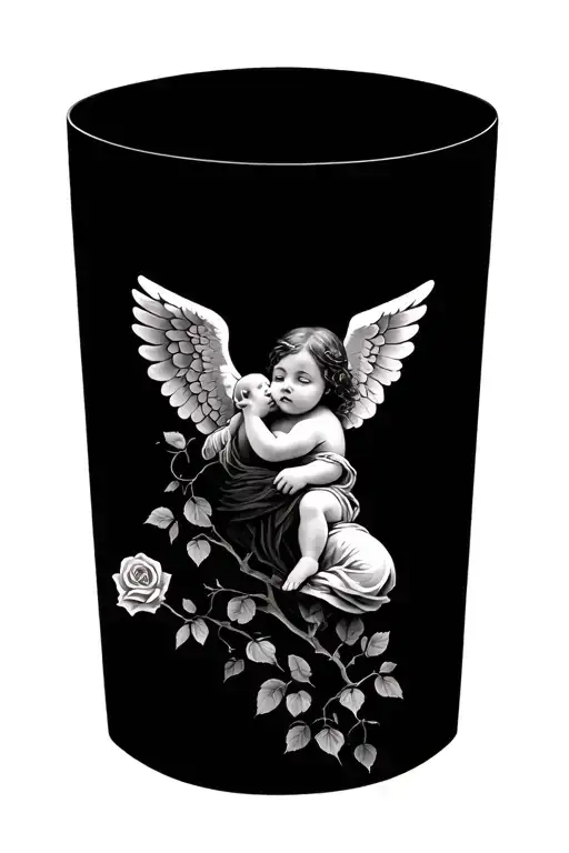 Rose Vine Wrap With Baby Angel Watching