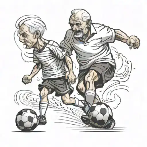Soccer Grandpa And Grandson