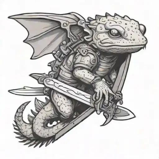 Axolotl Wearing Tactical Gear Weilding A Long Sword