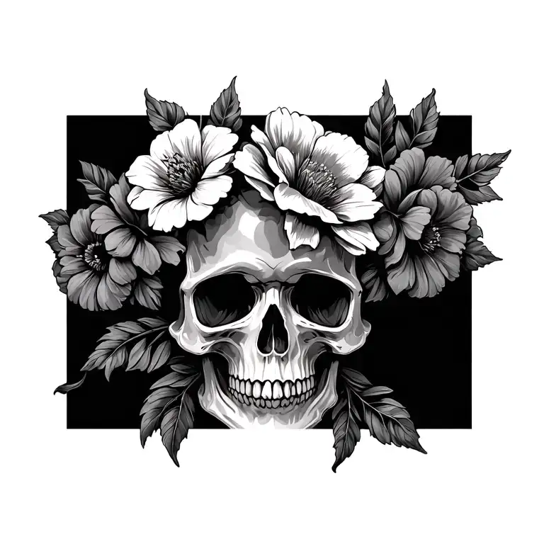 Flowers And Skulls Representing Dark Periods