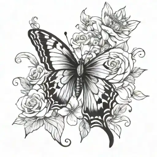 Butterfly And Birthday Flowers