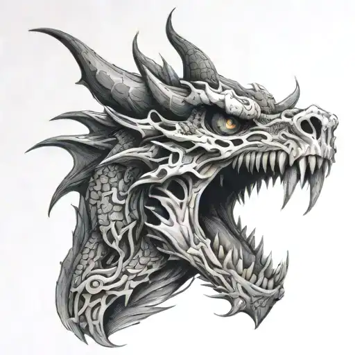 A Sleeve Of A Dead Skull Dragon Dark