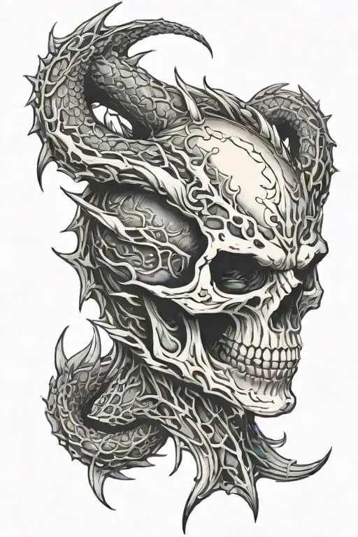 A Sleeve Of A Dead Skull Dragon Dark