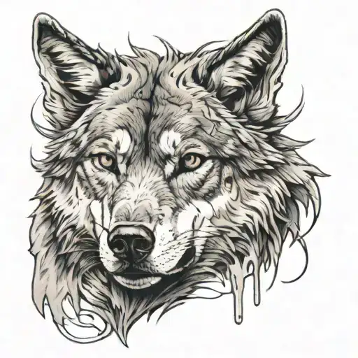 A Detailed Wolf Portrait With A Concrete Pumper Truck Hidden In The Background