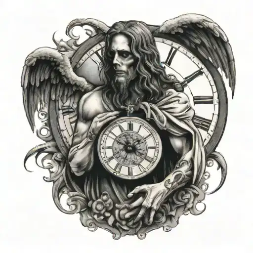 Death Angel Holding Clock In Hand