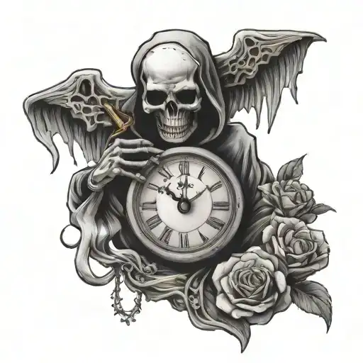Death Holding Clock In Hand