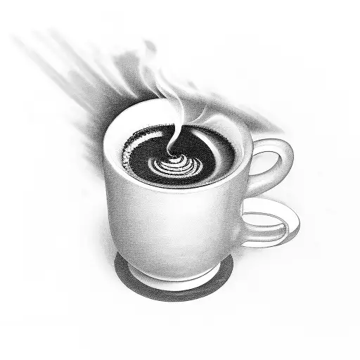 A Steaming Cup Of Coffee With A Motorcycle Wheel As The Handle