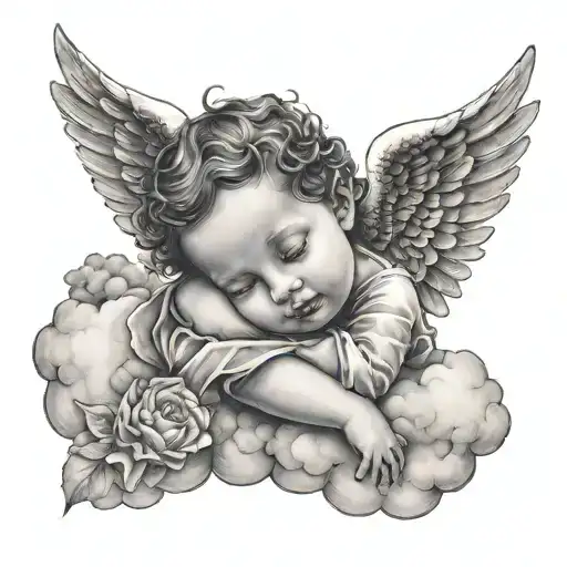 Small Age Angel In Clouds Sleeping