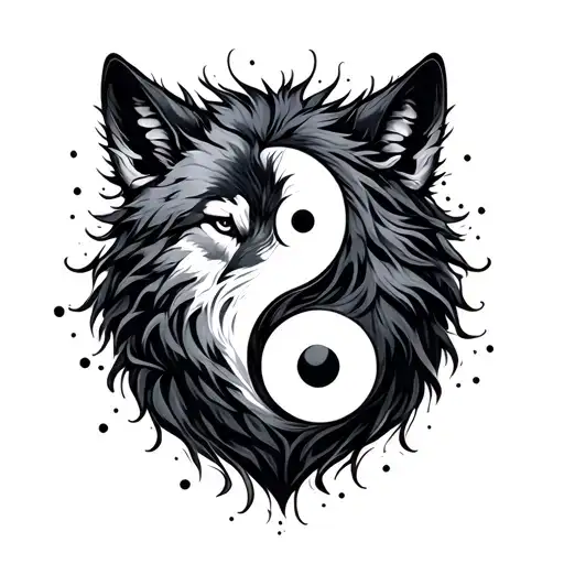 Wolf Yin Yang Symbol