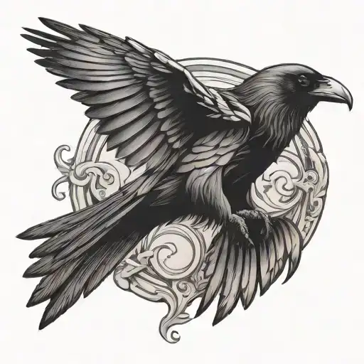 Raven Flying With 777