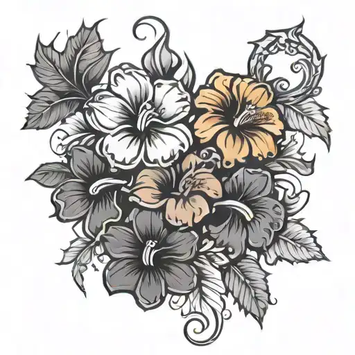 Leo Zodiac Sign With Hibiscus Flowers And 2005