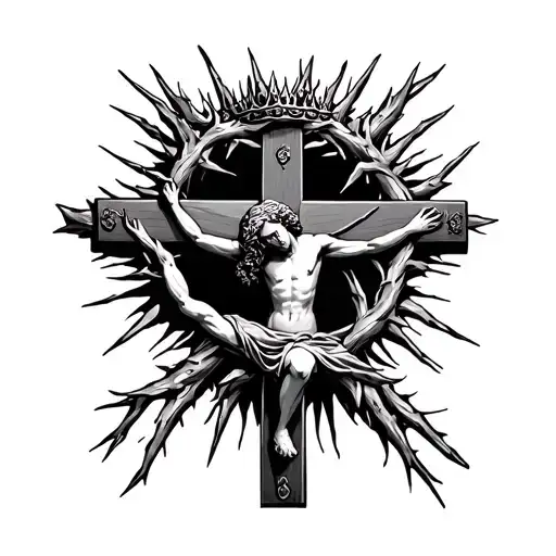 A Crucifix With A Thorn Crown On It