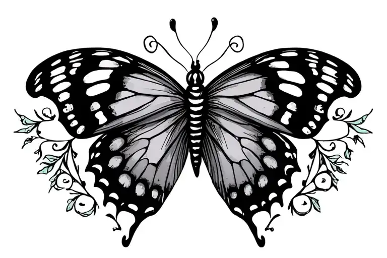 Butterfly Tramp Stamp With A Subtle Semicolon As The Body