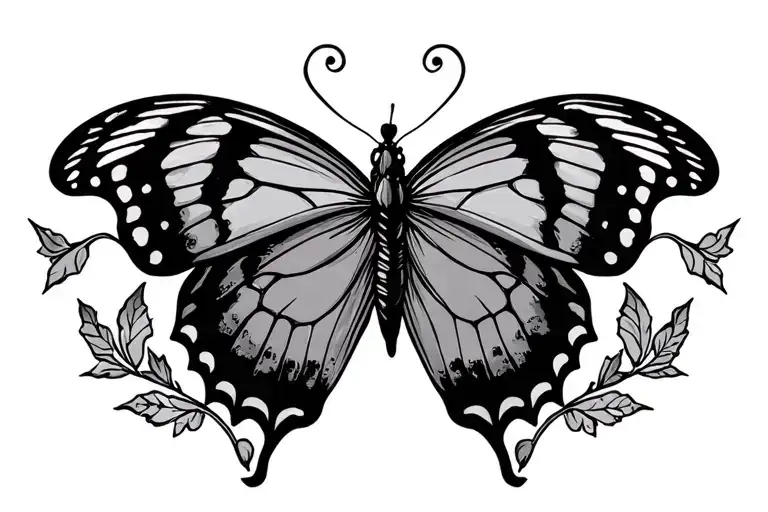 Butterfly Tramp Stamp With A Subtle Semicolon As The Body
