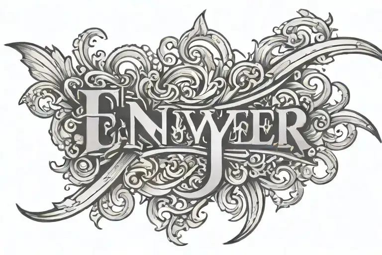 The Word Enyer With Upper Left Curved Font