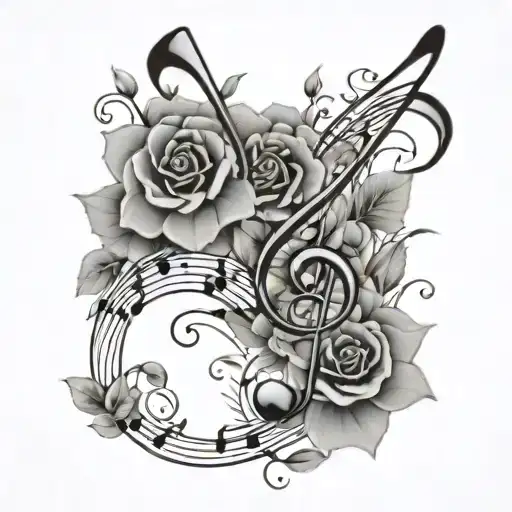 Music Notes With Flowers