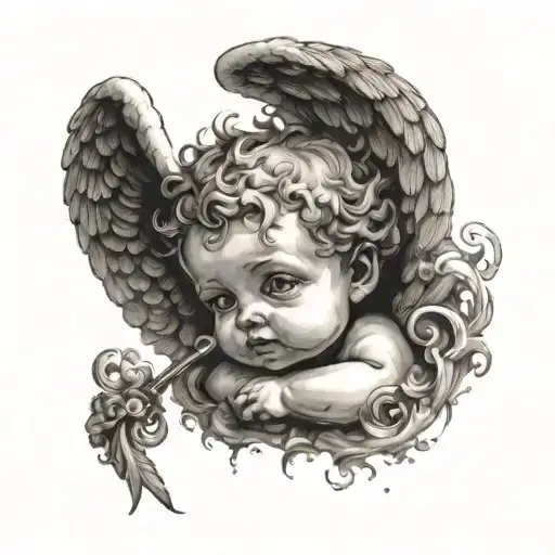 Angel Cherub With Smoke Coming From Eyes