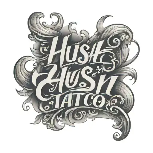 Hush Lettering Tattoo Design Featuring