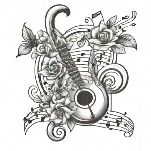 Music Notes With Flowers