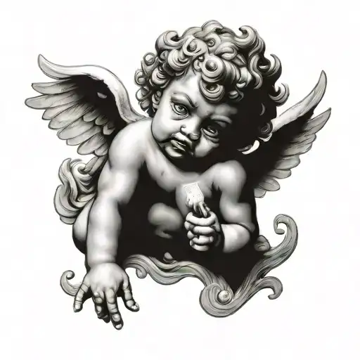 Angel Cherub With Eyes Smoking
