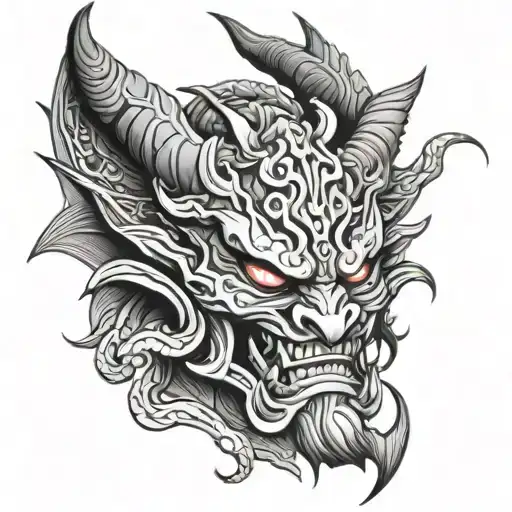 Oni Mask And Dragon