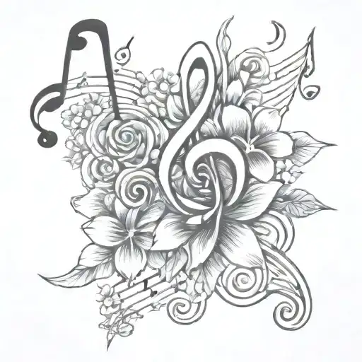 Music Notes With Flowers