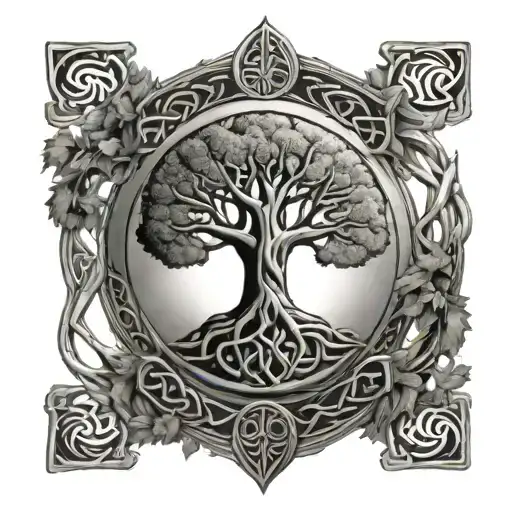 Sword And Shield Celtic Tree Of Life