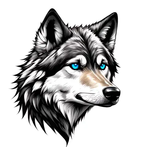 Wolf With Blue Eyes