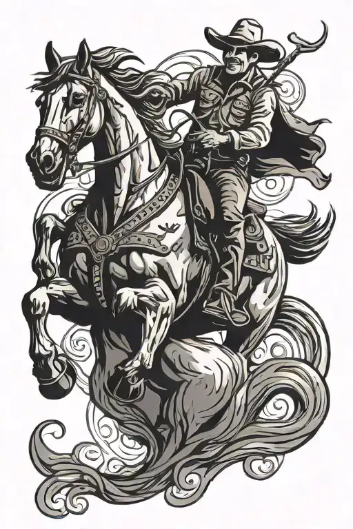 Rodeo Cowboy Riding Bucking Horse