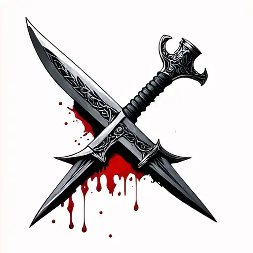 888 Dagger With Blood