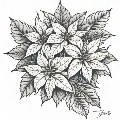 One Poinsettia And Roman Numerals Date Tattoo Design