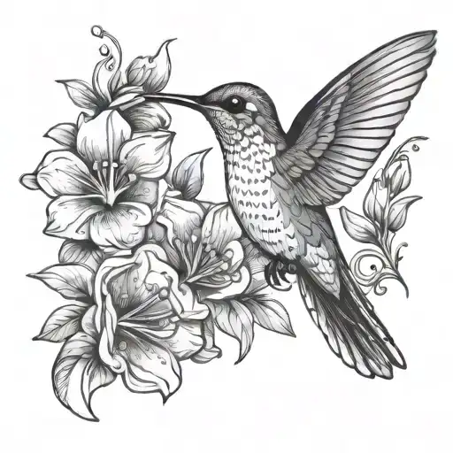 Hummingbird & Flower