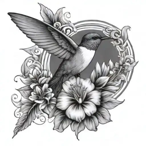 Hummingbird & Flower