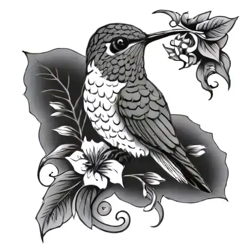 Hummingbird & Flower