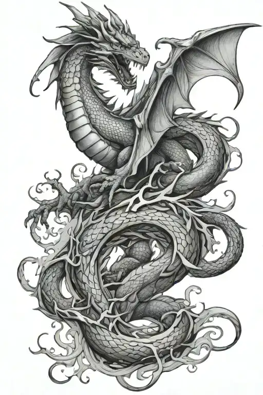 Dragon Flowing Down In Perspective