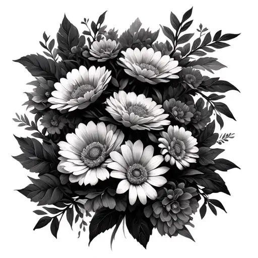 Lots Of Flowers With Negati E Space Behind It