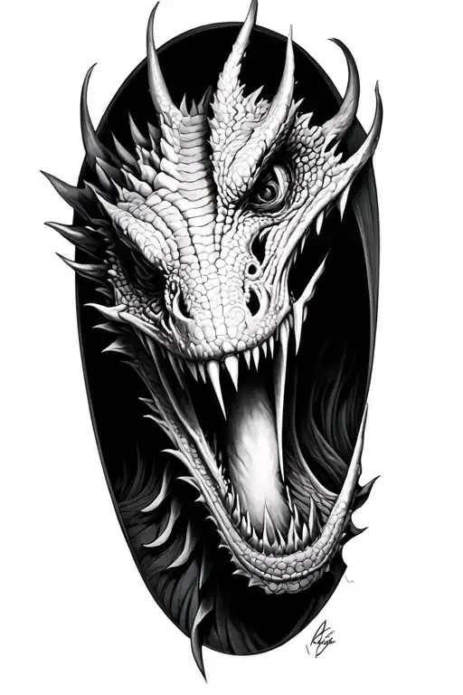 Voldemort In Between The Basilisk's Mouth In Black And Gray Sculpture Style