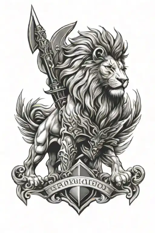 Lion With Spartan Soldier