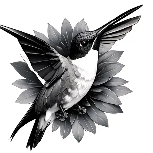 Single Line Hummingbird Tatto Design
