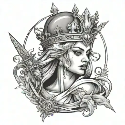 Crying Queen With A Sword Piercing