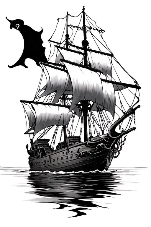 Pirate Ship With Octopus Wrapped