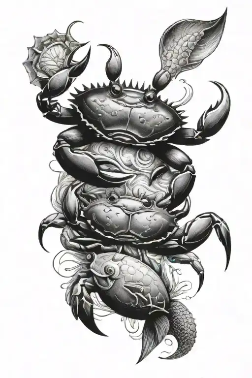 Crab And Fish In The Sea