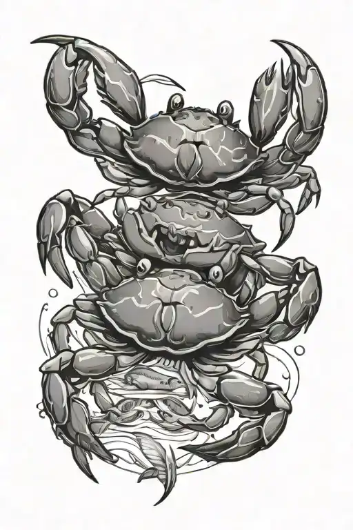 A Crab On The Bottom With Fish Swimming Together