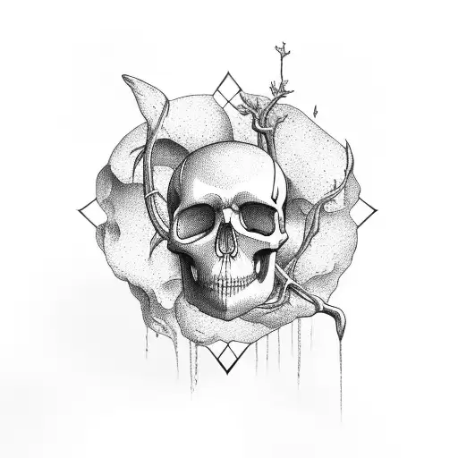 Halocene Logo With Hanging Tree And Skull