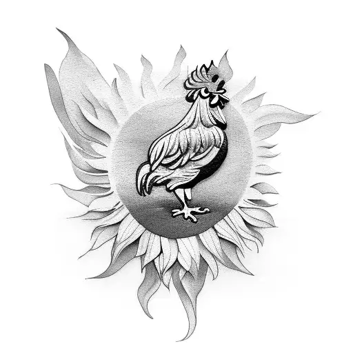 Rooster With Sunflower