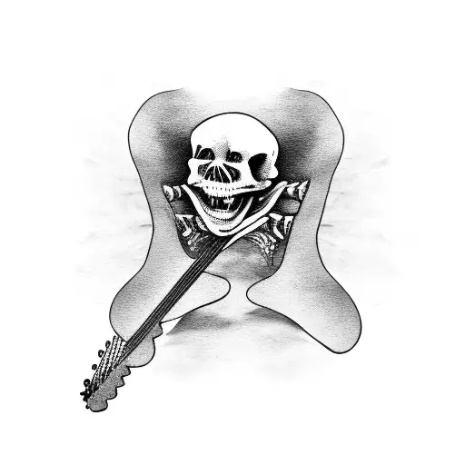 Skeleton Holding Guitar