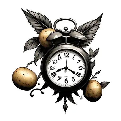 Clock And Potato Grab With Son By The Hand Of God