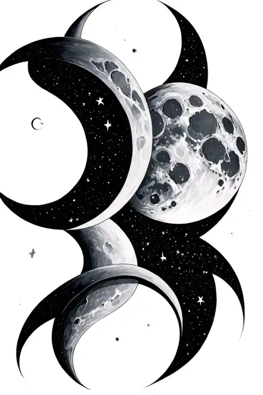 Moon Phases Forming The Shape Outline