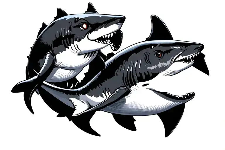 Two Little Sharks Chasing Each Other